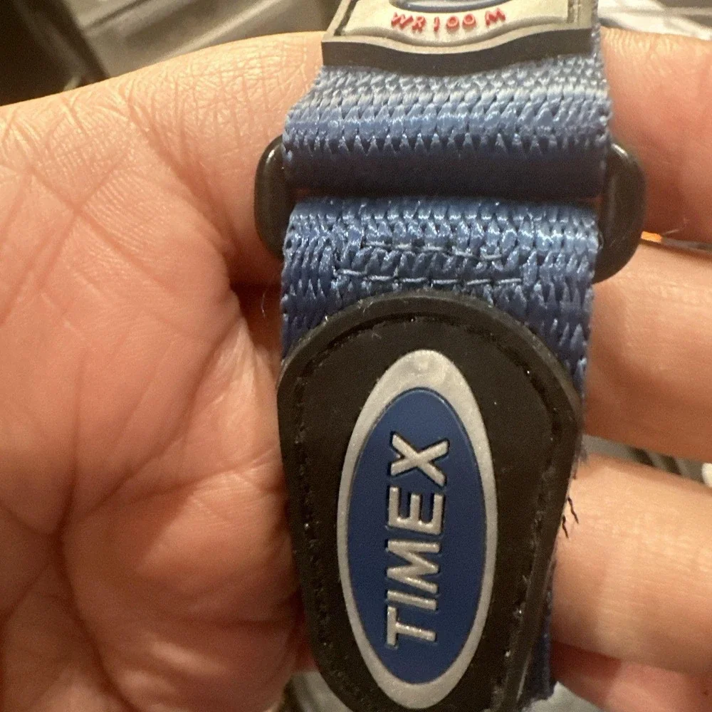 Works Timex Reefgear Men Digital‎ Watch Blue Plastic Nylon Chron Alarm Date 100m